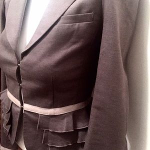 Rebecca Taylor Wool Blazer w/ Ruffle Ribbon Detail