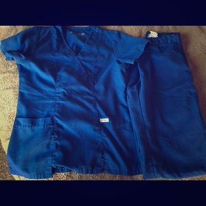 Set of navy blue grey anatomy scrubs
