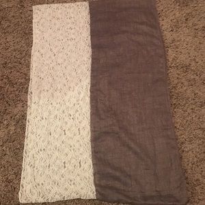 Light brown and lace scarf