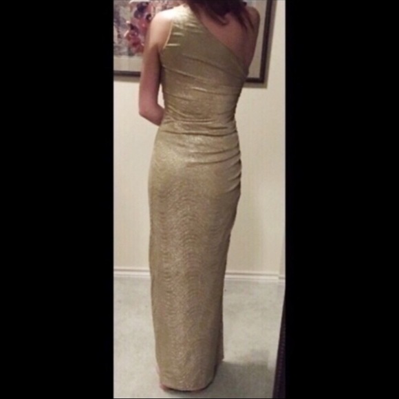 Gold One Shoulder Prom Dress Cache - Picture 3 of 4