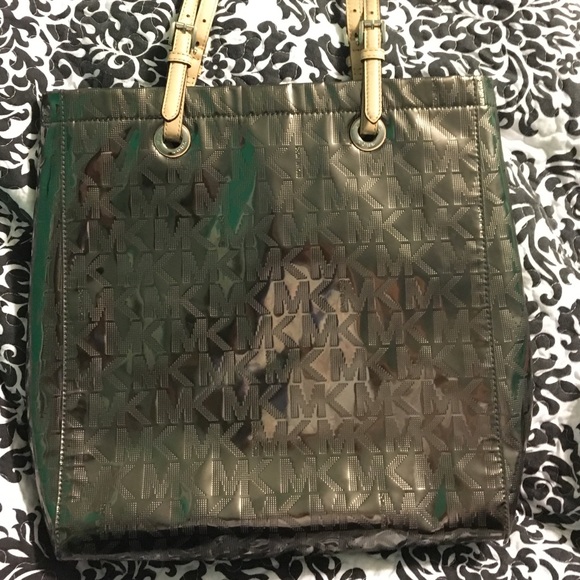 Michael Kors signature mirror metallic grey tote