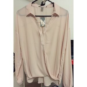 Semi sheer surplice top
