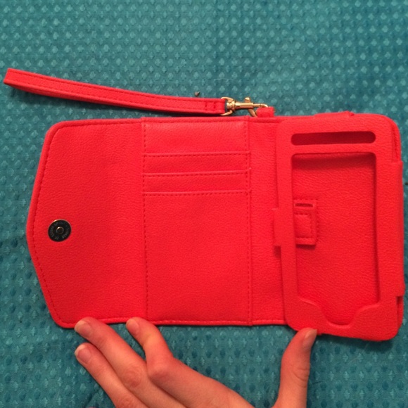 Orange phone wallet wristlet