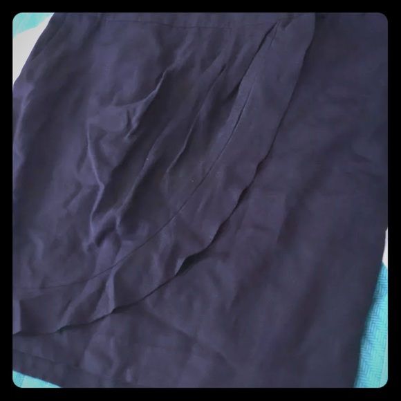 Ann Taylor Loft 100% Silk Navy Skirt 2 Petite
