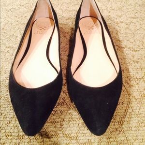 Vince Camuto pointed toe black flats with detail