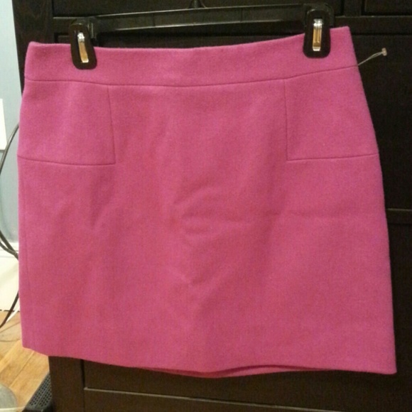 Pink J Crew Classic Mini Skirt in Felted Wool