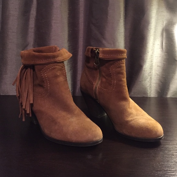 Sam Edelman "Louie" Suede fringe ankle boots