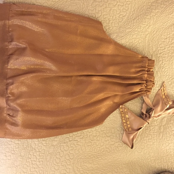 Gold bow neck tank