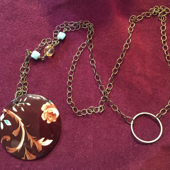 Painted abalone shell necklace