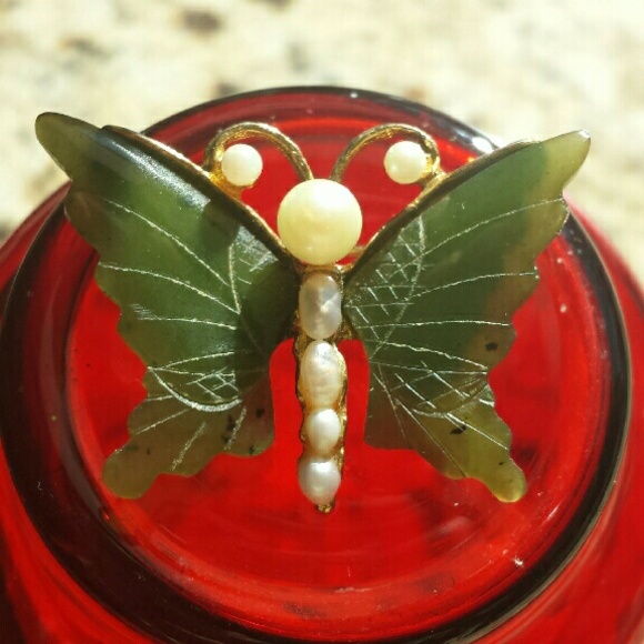 Jade & Pearl brooch