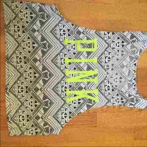 PINK Aztec and lime green muscle tank