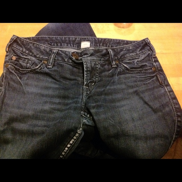 Silver Dark Wash Boot Cut Jeans 30x35