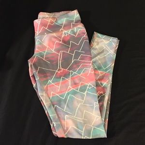colorful print athletic pants.