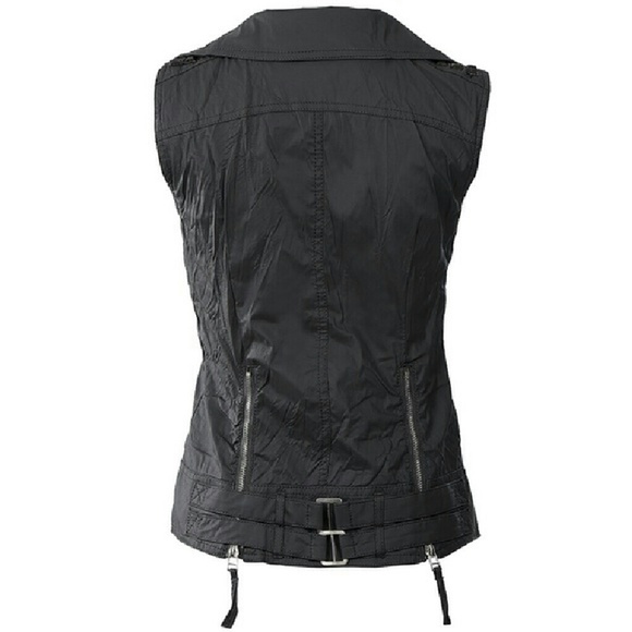 Black Faux Leather Zip Up Vest - Picture 2 of 2