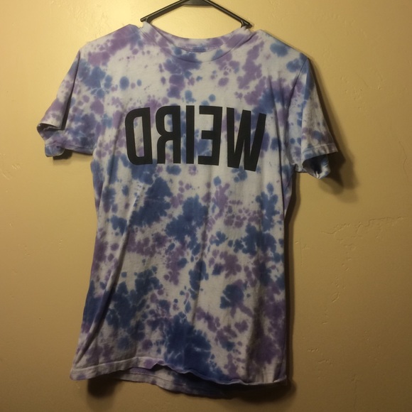 purple and blue "weird" tie dye tshirt