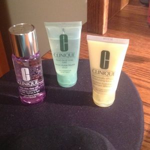 Clinique makeup remover and lotion trio