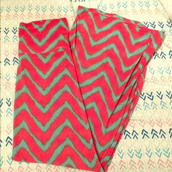 Coral and teal chevron maxi skirt