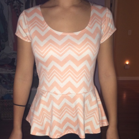 Scoop Neck Chevron Peplum Shirt