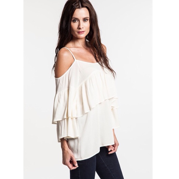 "Creme de la Creme" Off Shoulder Peasant Top - Picture 2 of 3