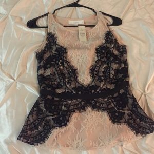 LOFT lace peplum blouse, nwt size 0P