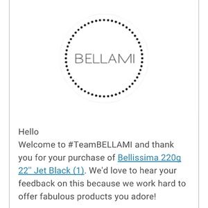 Bellami Bellissima 220g jet black 22" extentions