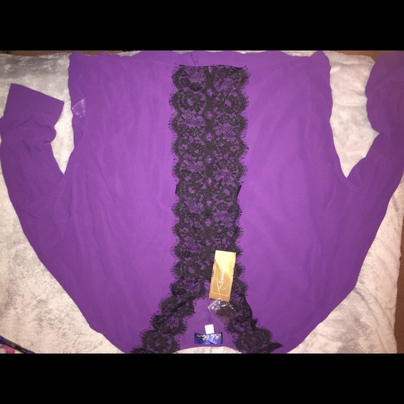 ON SALE WITH TAGS SEXY LACE PURPLE LONG SLEEVE - Picture 2 of 4