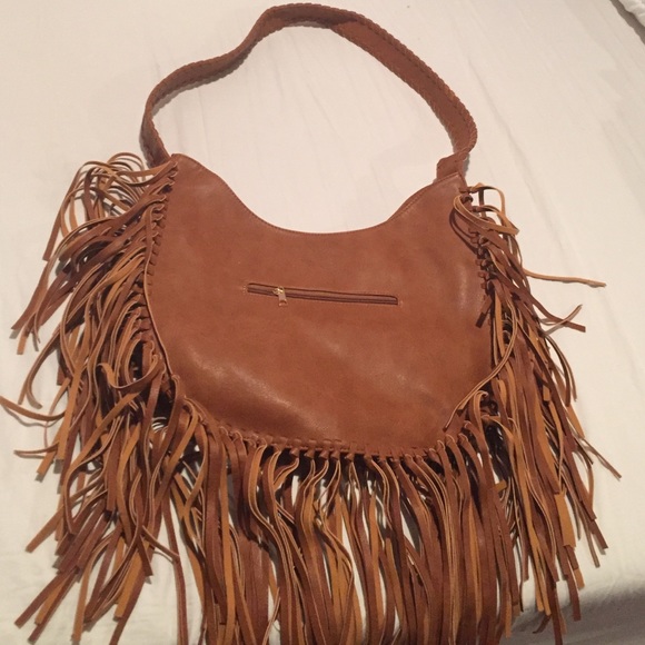Brown fringe hand bag