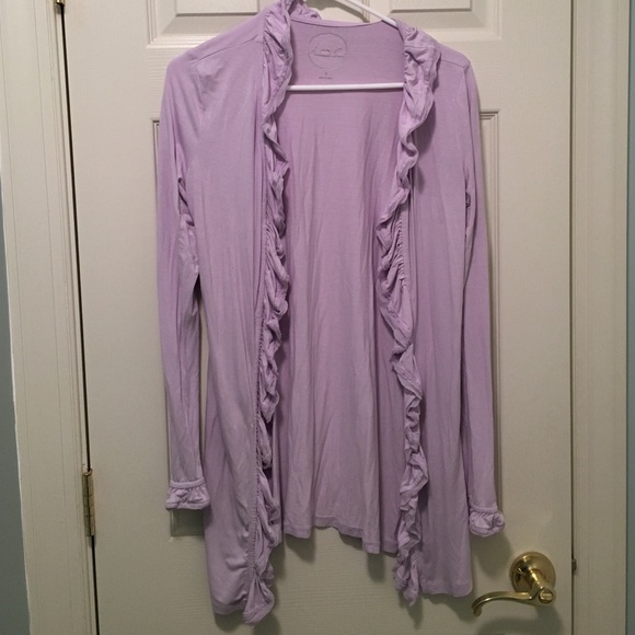 INC Ruffled Lavender Cardigan - Picture 1 of 3