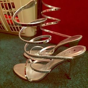 Silver high heels