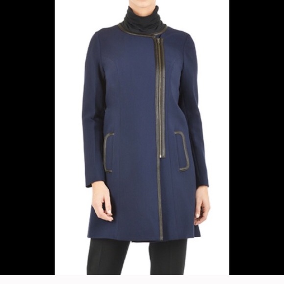 New Eshakti Leather-Trimmed Jacket Size 3x 26