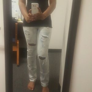 American Eagle ripped acid wash skinny jeans