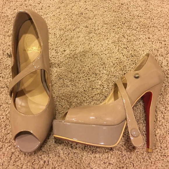 Red bottom nude patent leather heels size 38