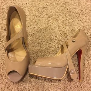 Red bottom nude patent leather heels size 38