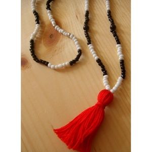 Red tassel necklace