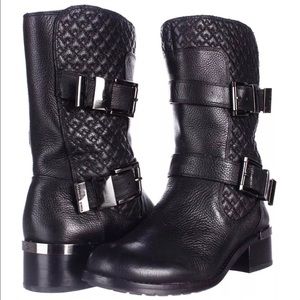 New Vince Camuto Quilted Mid calf Leather Boots 7M