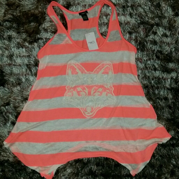 Rue 21 Orange striped fox tank
