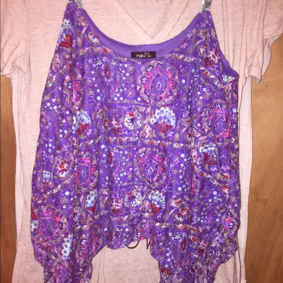 Purple flowy crop top.