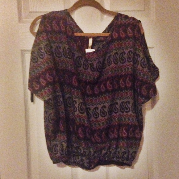Mind Code printed cinched blouse