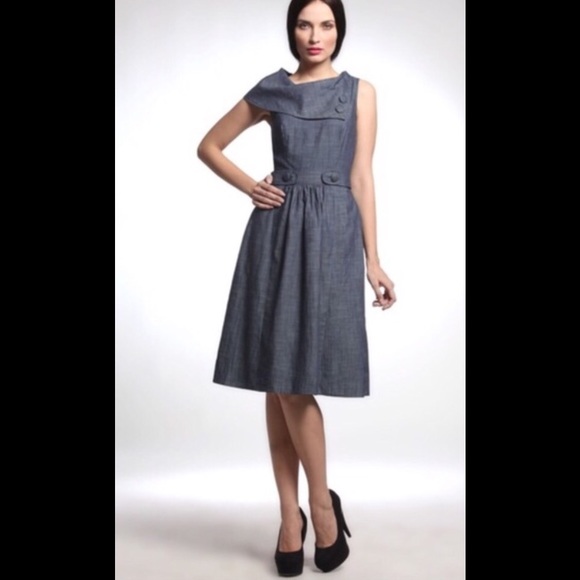 New Eshakti Chambray Retro Style Dress S 4 - Picture 2 of 3