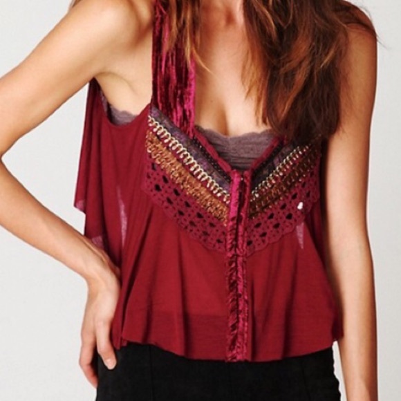 Free People Tops - Free People Embellished Crop Top