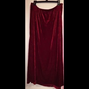 Long Red Velvet Skirt