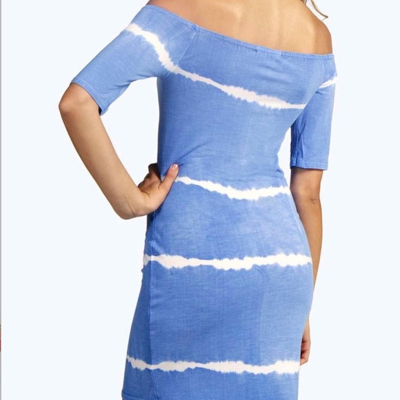 ✨Adorable Off-Shoulder Coral Tie-Dye Viscose Dress - Picture 2 of 4