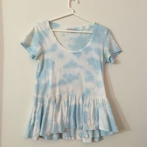 blue & white tie-dye peplum shirt