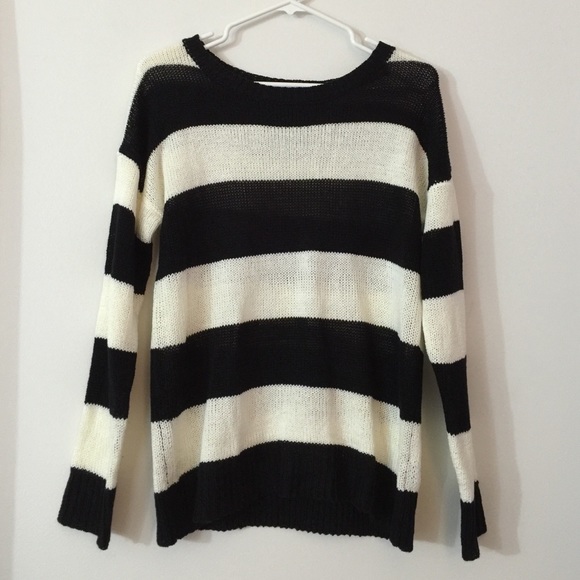 black & ivory striped sweater