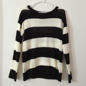 black & ivory striped sweater