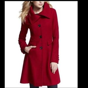 Express red flare wool coat