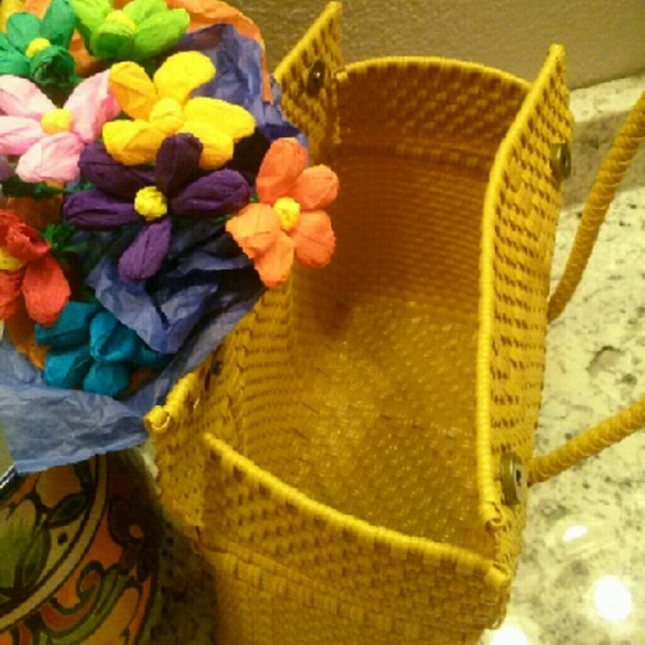 Canary/Mustard Yellow Hand Woven Handbag - Picture 2 of 4