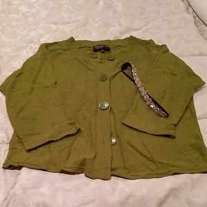 Jones new York green 3/4 sleeve cardigan.