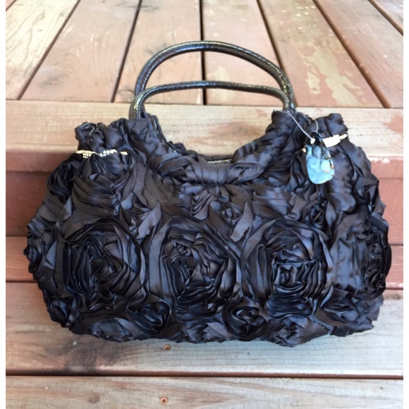 New- Black Rose handbag with rhinestones