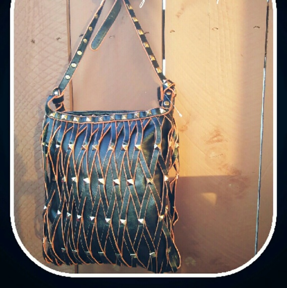 Black and orange crossbody handbag